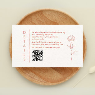 Modern Boho Floral Terracotta Wedding Details Enclosure Card