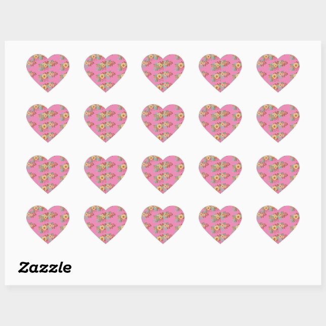  Modern Boho Floral Trendy Home Decor   Heart Sticker (Sheet)