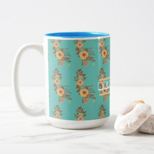 Modern Boho Floral Two-Tone Coffee Mug