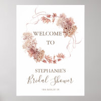 Modern Boho Floral Wreath Bridal Shower Welcome