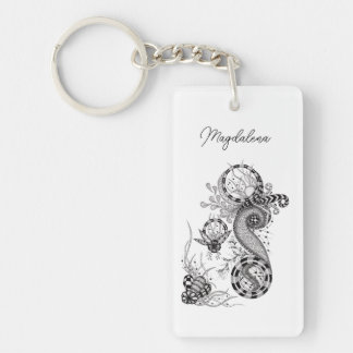 Modern Boho Flowers Fineliner -  Key Ring