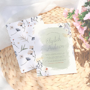 Modern Boho Flowers & Script Name Bridal Shower Invitation