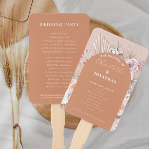 Modern Boho Flowers Terracotta Wedding Programs Hand Fan