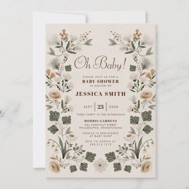 Modern Boho Folk Gender Neutral Baby Shower Invitation (Front)