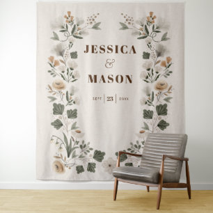 Modern Boho Folk Wedding Backdrop Decor Tapestry