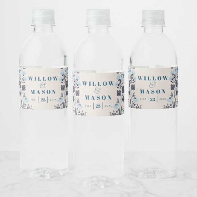 Modern Boho Folk Wedding Favours Water Bottle Labe Label (Bottles)
