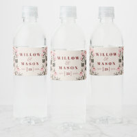 Modern Boho Folk Wedding Favours Water Bottle Labe