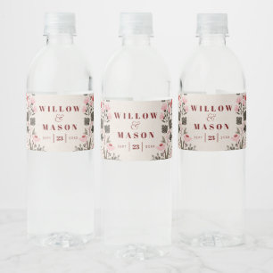 Modern Boho Folk Wedding Favours Water Bottle Labe Label