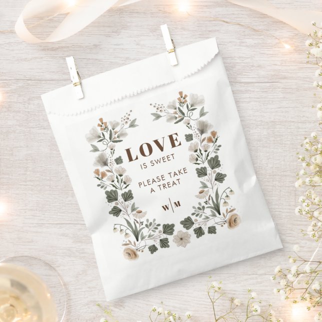 Modern Boho Folk Wedding Love Is Sweet Favour Bags (Clipped)
