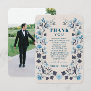 Modern Boho Folk Wedding Thank You Card with Photo
