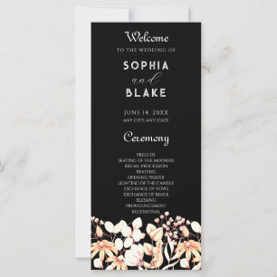 Modern Boho Garden Black Wedding Program