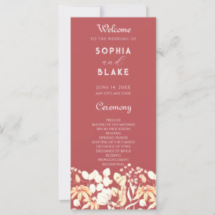 Modern Boho Garden Red Wedding Program