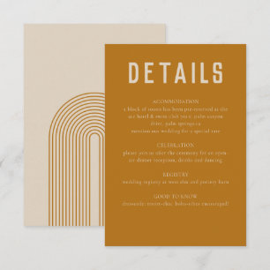 Modern Boho Geometric Arch Golden Beige Wedding Enclosure Card