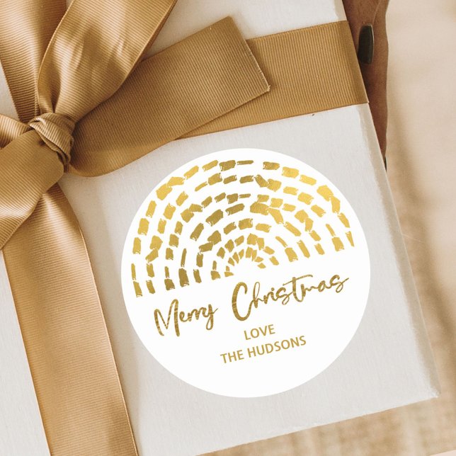 Modern Boho Gold Arch Christmas Holiday Gift  Classic Round Sticker (Creator Uploaded)