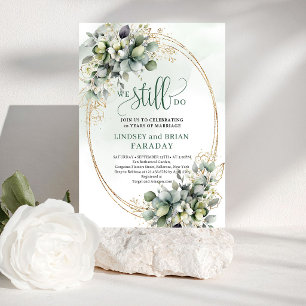 Modern Boho Green and Gold We Still Do Invite