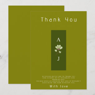 Modern Boho Green Flat Wedding Thank You Card