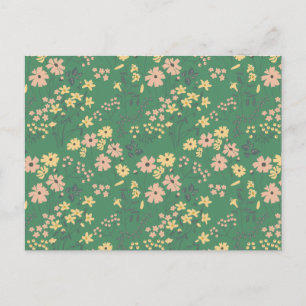 Modern Boho Green Floral Pattern Postcard