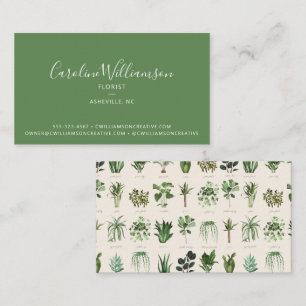 Modern Boho Green Plants Botanical Florist Business Card