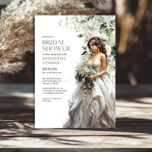 Modern boho greenery eucalyptus bridal shower invitation