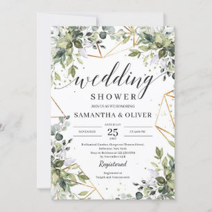 Modern boho greenery foliage eucalyptus wedding invitation
