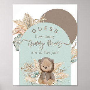 Modern Boho guess Gummy bears baby shower game Poster