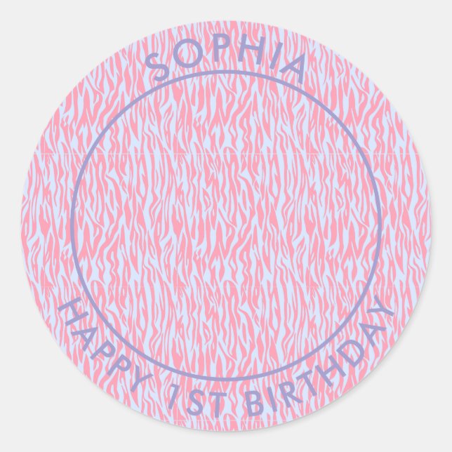 Modern Boho Happy 1st Birthday Photo Safari Classic Round Sticker (Front)