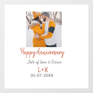 Modern boho happy anniversary add name date orange