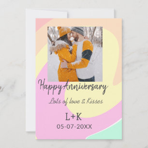 Modern boho happy anniversary add name date orange invitation