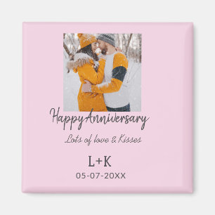 Modern boho happy anniversary add name date orange magnet