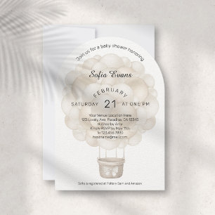 Modern Boho Hot Air Balloon Baby Shower Invitation