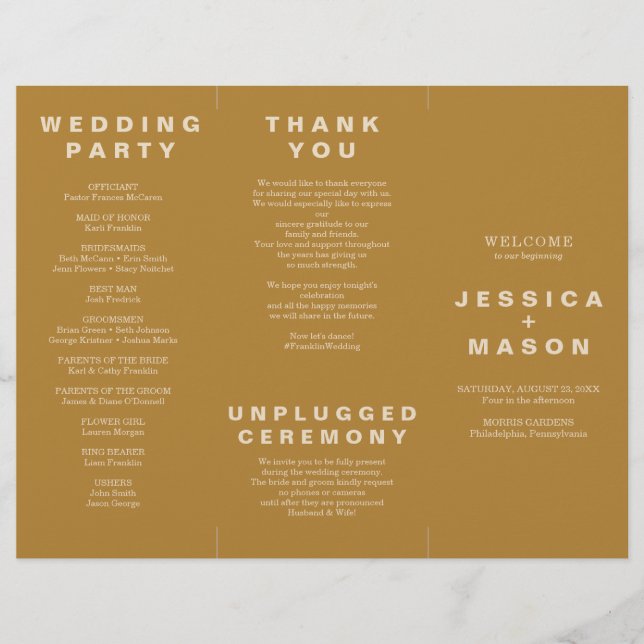 Modern Boho Jewel Earth Tone Trifold Program Flyer (Front)