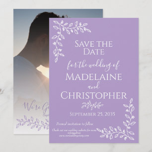 Modern Boho Lavender Botanical Photo Wedding Save The Date