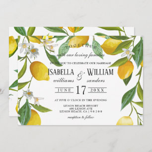 Modern Boho Lemon Summer Wedding Invitation