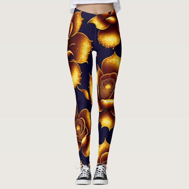 Modern Boho Luxury Gold Rose Collection Leggings (Front)