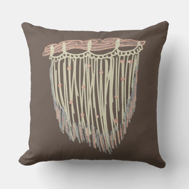 Modern Boho Macrame Doodle Hanging Cushion (Front)