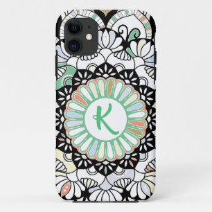 Modern Boho Mandala Yoga Meditation Initial Case-Mate iPhone Case