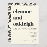 Modern Boho Matisse Botanical Black White Wedding 