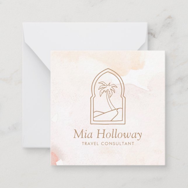 Modern Boho Minimal Palm Tree Business Card (Front)