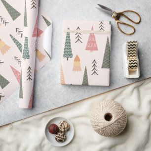 Modern Boho Minimalist Christmas Tree Wrapping Paper