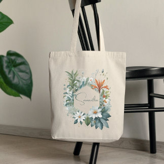Modern Boho Minimalist Elegant Trendy Botanical  Tote Bag