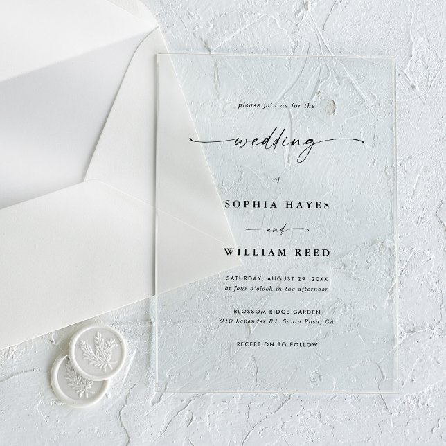 Modern Boho Minimalist Wedding Acrylic Invitations (Creator Uploaded)