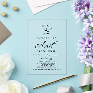Modern Boho Monogram Acrylic Wedding Invite Invitations