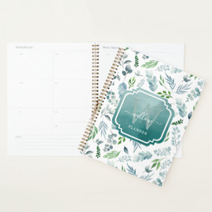 Modern Boho Monogram Greenery Eucalyptus Foliage Planner