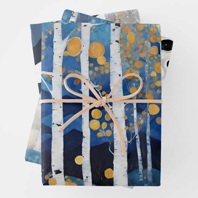 Modern Boho Mountain Aspen  Wrapping Paper Sheet (In situ)