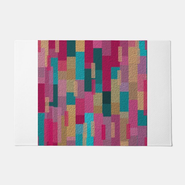 Modern Boho Multicolor Geometric Art  Doormat (Front)