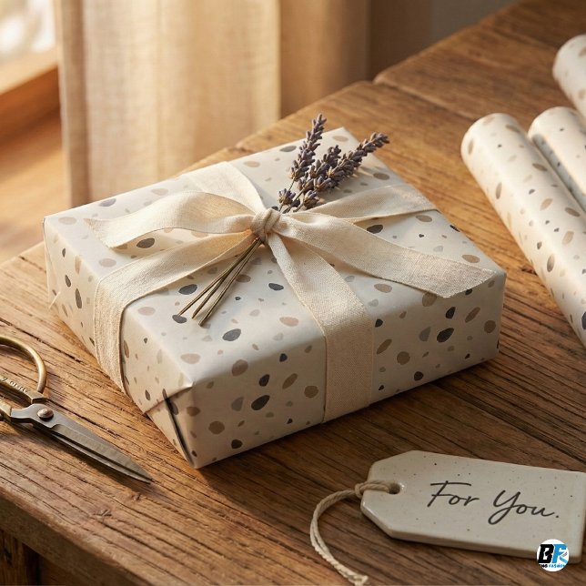 Modern Boho Neutral Terrazzo Speckled Earth Tones Wrapping Paper (Creator Uploaded)