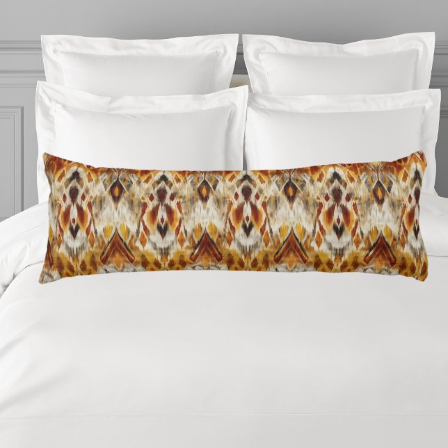 Modern Boho Neutrals Brown Orange Ikat Tribal Body Cushion (Creator Uploaded)