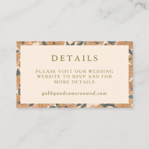 Modern Boho Neutrals Floral Wedding Website Enclosure Card