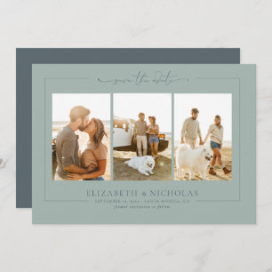 Modern Boho Ocean Glass 3 Photo Save the Date
