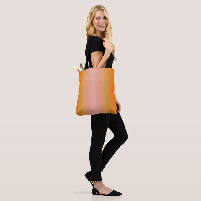 Modern Boho Orange and Pink Tote Bag (On Model)